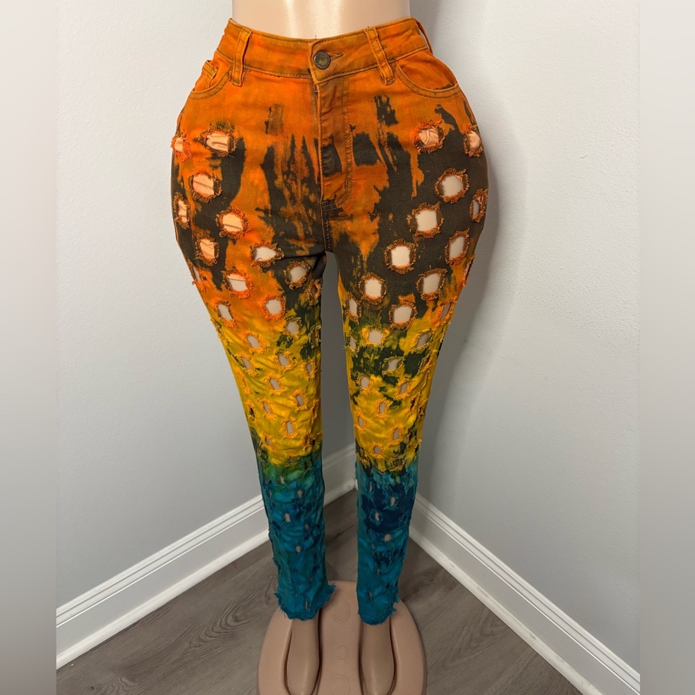 Colorful Tie-Dye Women Jeans